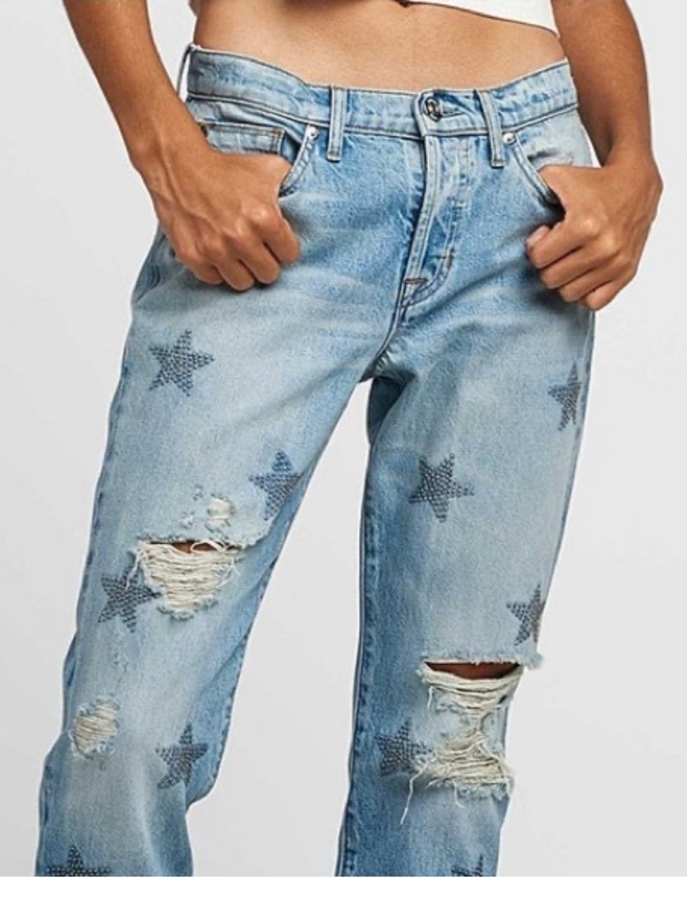 Hudson Star Jeweled Cropped Jeans